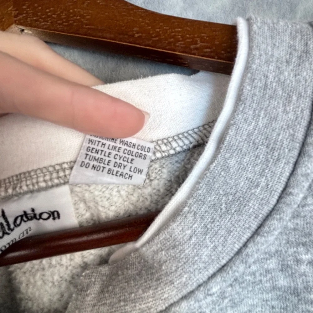 Vintage Sweatshirt Cardigan‎ Autumn Gnome Pumpkin Leaves Whimsical Gray 1X Plus